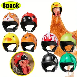 8PCS Rainproof Chicken Hats Fun and Cute Rainproof Chicken Hats Perfect Pet Protection Gear for Chickens and Parrots