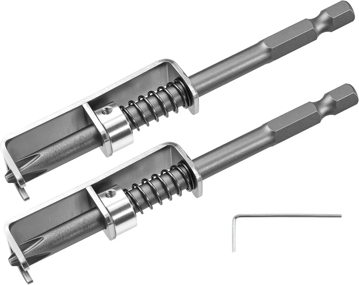 2-Pack Spring Loaded Screw Holder Bits with 2 Adjustment L-Wrenches - 1/4-Inch Hex Shank Adjustable Screw Guide Tool, Screwdriver Components for Manual Drivers, Home Improvement, Furniture Assembly, Hands-Free 1-Handed Driving, Overhead Repairs