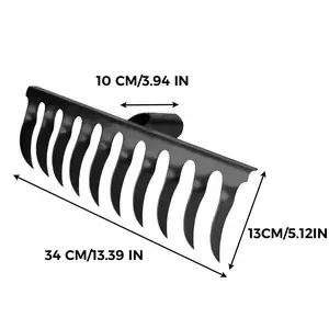 Heavy-Duty 10-Tine Garden Rake Head, Sturdy Yard Rake Made of Solid, Thick Steel for Leveling, Loosening, and Preparing Large Areas of Soil and Farmland