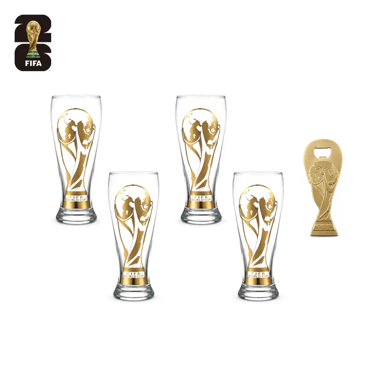 Trophy glass Beer*4+Magnetic Gold Opener