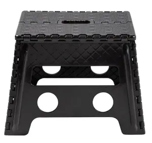 Black Plastic One Step Folding Step Stool