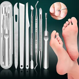 Stainless Steel Manicure Care Set, Pedicure Kit, 7 Counts/set Nail File & Nail Pusher & Nail Cleaning Tool, Professional Manicure Tool for Women & Men