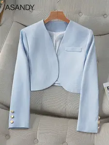 Women's Office-Ready Fitted Blazer, V-Neck Sleeveless Vest with Fake Pockets, Buttonless Open Front Short Casual Jacket for Layering, Womenswear