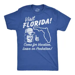 Mens Funny T Shirts Visit Florida Sarcastic Travel Graphic Novelty Tee for Men Mens Funny T Shirts Cool Vintage Fashion T-Shirt Gift Classic Menswear Funny Summer Short Sleeve Novelty Tees for Guys Royal -