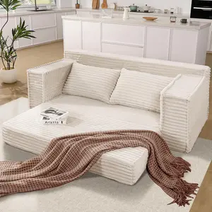 Boneless Convertible Sleeper Sofa Bed 2-Seater – No Assembly Needed! Foldable Couch with 2 Pillows, Pull Out Couch Bed for Living Room, Apartment, Small Space