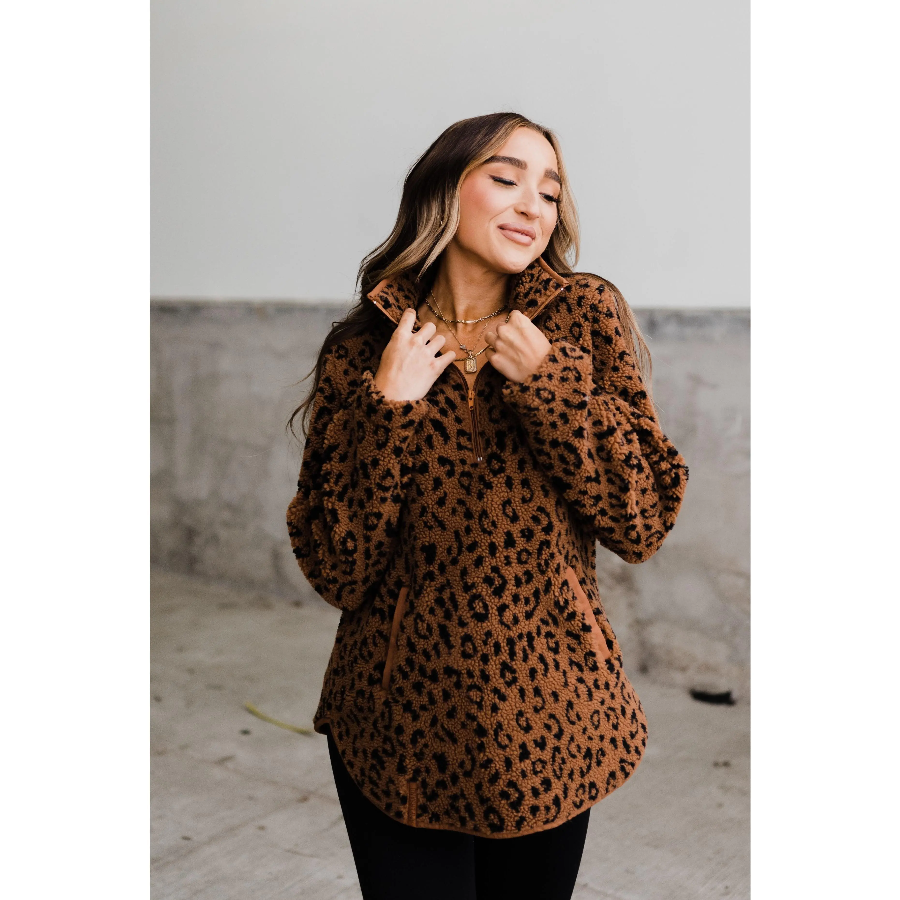 Ampersand Avenue - Sherpa Pullover - Rust Animal Print