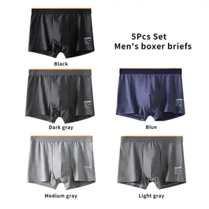 LIMITED TIME $2.99  5-Pack Men's Antibacterial Boxers • Striped Milk Silk • Breathable Mid-Rise Athletic Fit