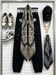 Y2k Men's sweatpants, Spider Web Pattern, Letter Print, Colorful Stars, Street Punk Style, Casual Fitted, Fall & Winter, Graphic casual pants