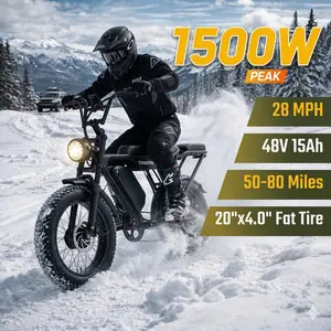 20"x4.0 Fat Tire Electric Bike | 1500W Peak Motor, 28MPH | 60V 15Ah Long Range E-Bike for Adults k5 Off-Road Bicycle All-Terrain