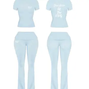 YCA POWDER BLUE SET - Daughter Of The KING Two Piece T-Shirt & Matching Pants Set in Powder Blue Color
