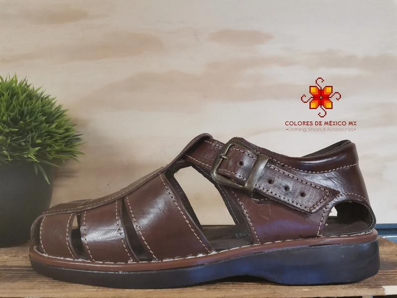 Mexican Leather Shoes men. Handmade sandals For Men. Formal Huarache for Party. Traditional Mexican Shoe. Comfortable sole, brown color