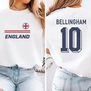 Bellingham #10 Star Player Flag Tribute Graphic Tee, England Jersey Style Inspired for Fans Soccer Design, Football World USA Unisex T-Shirt QAZ