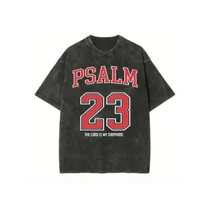 Holafish washed, classic letter size 23 printed T-shirt, high-quality DTG printed cotton retro fashion brand T-shirt, suitable for summer T-shirt with a certain thickness, holiday gift