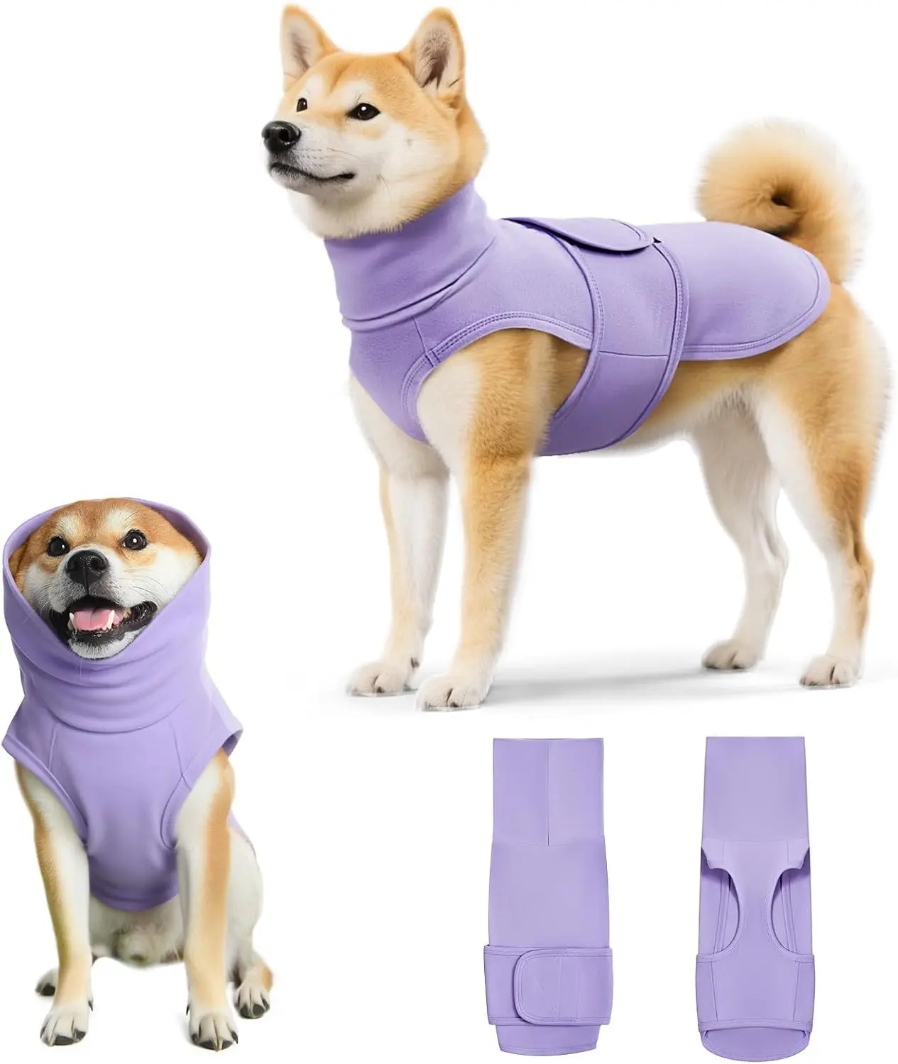 Dog Anxiety Calming Vest Adjustable Turtleneck Thunder Shirt Jacket for Fireworks Separation Vet Visits, Pet Hoodie for Large Medium Dogs