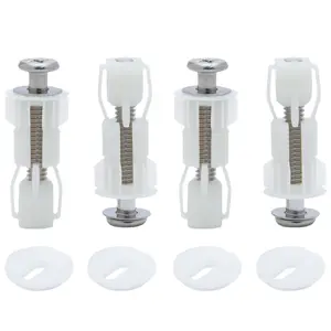4 Pack Toilet Seat Hinges Bolt Kit Replacement  Non Loose Toilet Seats Screws and  Nuts Set Hardware Blind Hole Fixings for Top Mount Toilet Seat with Easy Clean & Change Hinge