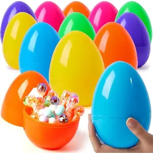 24 Pcs Large Plastic Easter Eggs, 6 Inches Colorful Jumbo Eggs Fillable for Easter Themed Hunt Basket Stuffers Fillers Filling Treats Party Favor Classroom Prize Supplies
