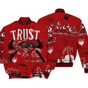 Dunkare Varsity Jacket Snake Trust No One, 12 Red Taxi Varsity Jacket, To Match Sneaker Red Taxi 12s 2504 NCT HCZ