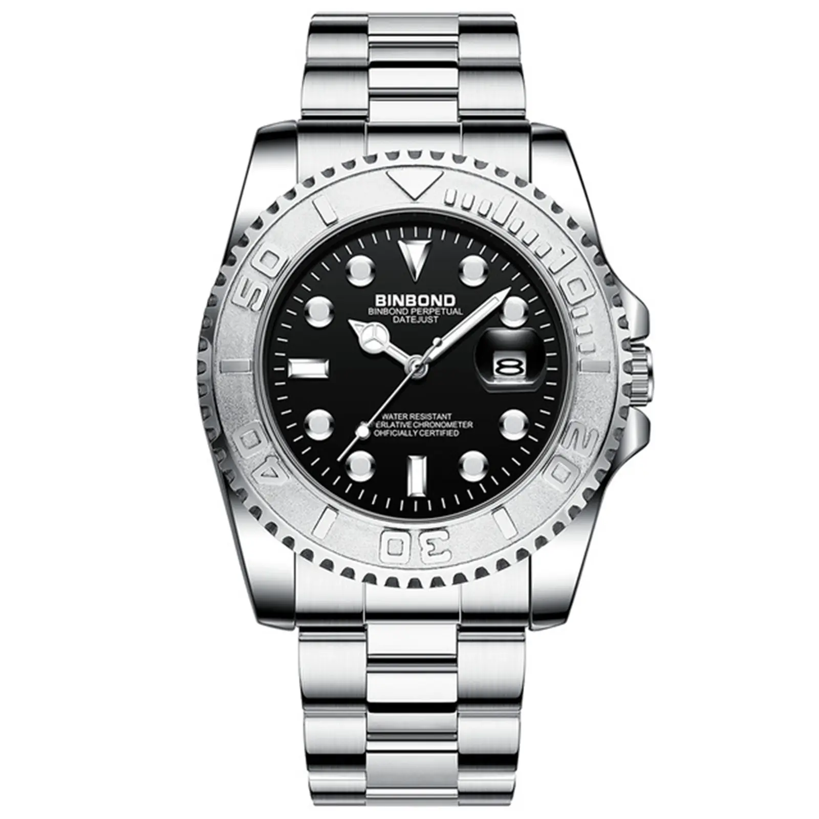 OIDEA Men's Stainless Steel Chronograph Watch with Durable Quartz Movement, Luminous Dial, and Rotatable Bezel, Durable Watch, Stainless Steel Wristwatch, Calendar, Date Display, Batteries