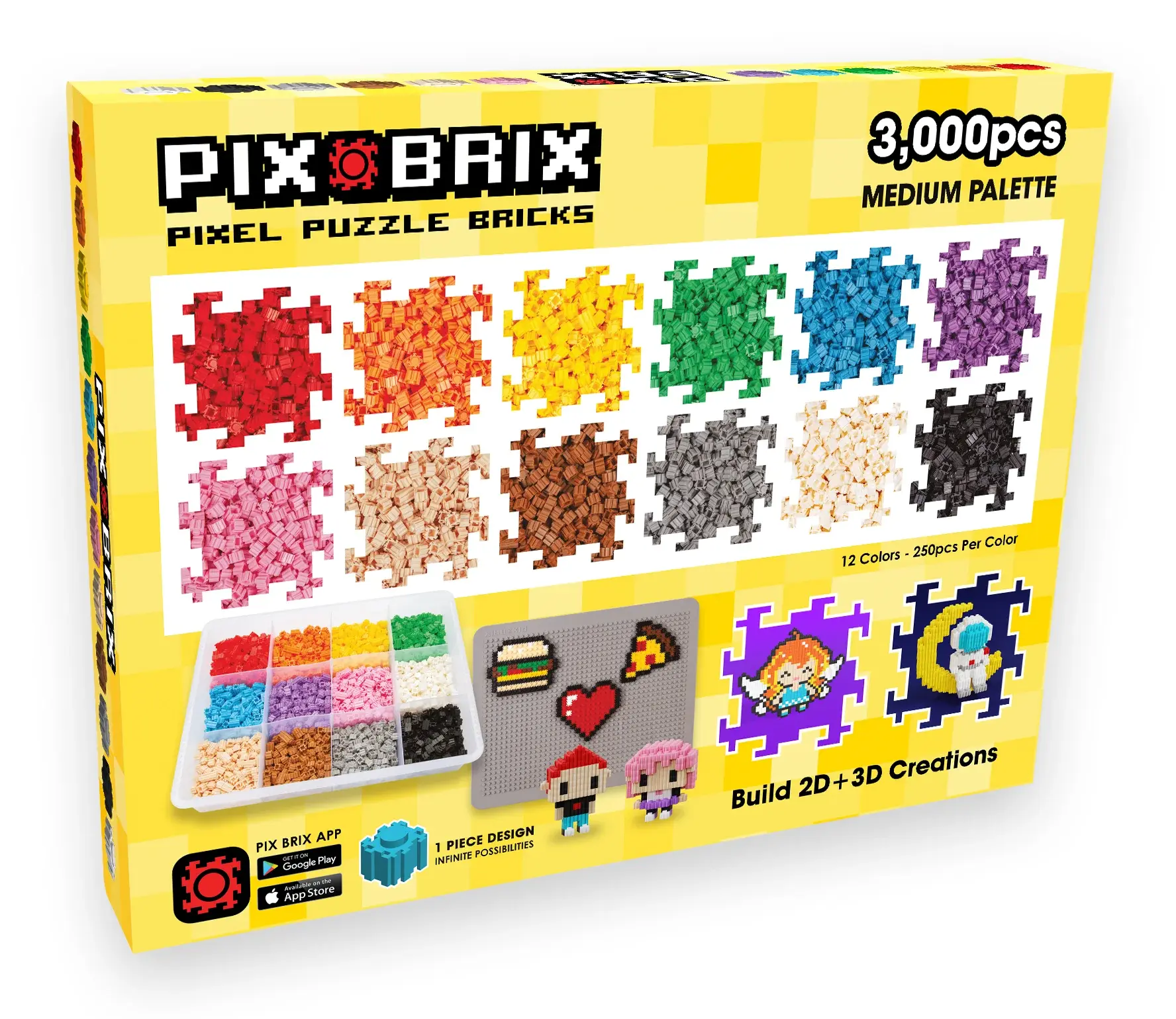 3000-Piece Pix Brix 3-D Puzzle Container, Medium Color Palette for Toys & Hobbies Games