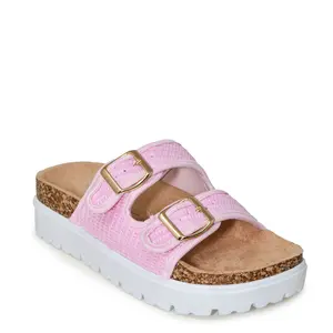 JOONIE-03A Stacked Raffia Slide Sandals