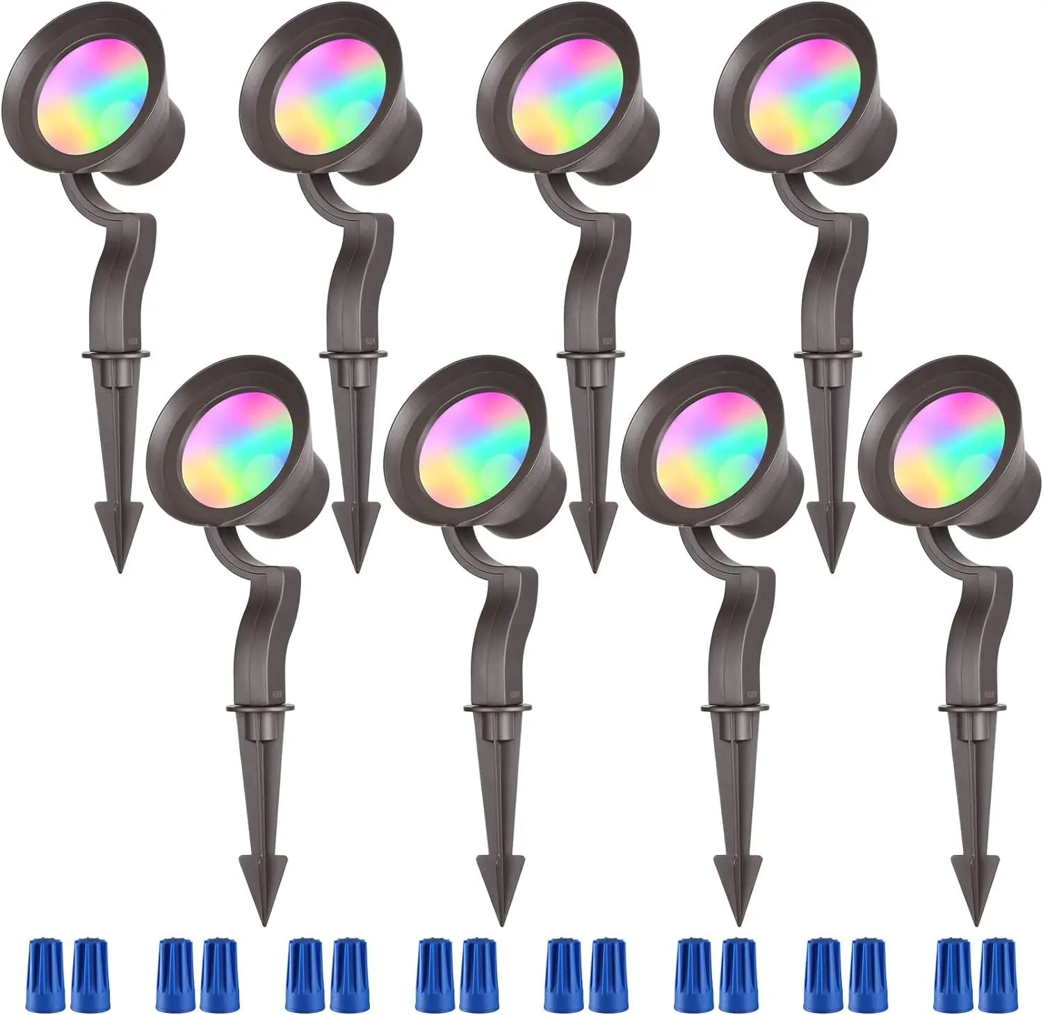 LEONLITE 7 Color Changing Spotlights, Aluminum RGB LED Landscape Path Wall Wash Lighting