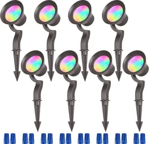 LEONLITE 7 Color Changing Spotlights, Aluminum RGB LED Landscape Path Wall Wash Lighting