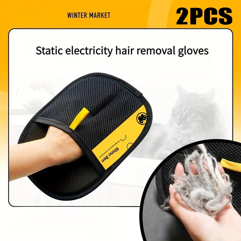 2-pack Pet hair remover Two-way brush sticky hair remover Cat hair dog hair glover, pet grooming home cleaning pet hair gloves, Deshedding Tool Cleane