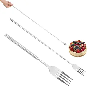Stainless Steel Retractable Extended Telescoping Fork - Long Extension Forks for Eating