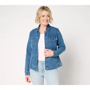 Denim & Co. Indigo Classic Stretch Denim Jacket w/ Star Buttons
