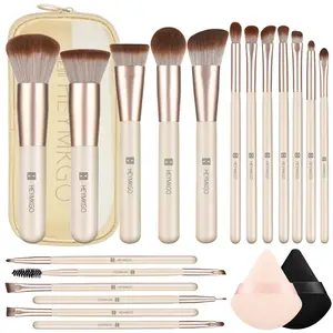 Makeup Brushes Set, 18pcs Professional Makeup Brushes with 2 Powder Puff & Travel Bag, Premium Synthetic Foundation Powder Blush Blending Face Brush Kit, Eyeshadow Set Makeup Brushes & Tools
