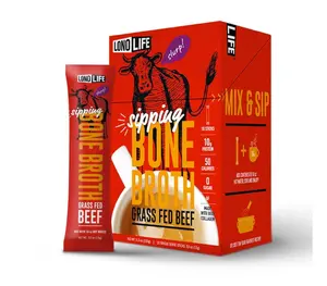 LonoLife Beef Bone Broth Powder Mix | Grass-Fed, 10g Protein | Collagen-Rich, Keto & Paleo Friendly | Natural Ingredients | 10 Portable Stick Pack Servings