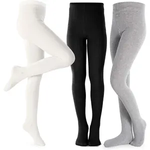 P-AD024   Girls Tights Toddler Cable Knit Cotton Footed Seamless Dance Ballet Baby Girls' Leggings 3/4 Pack
