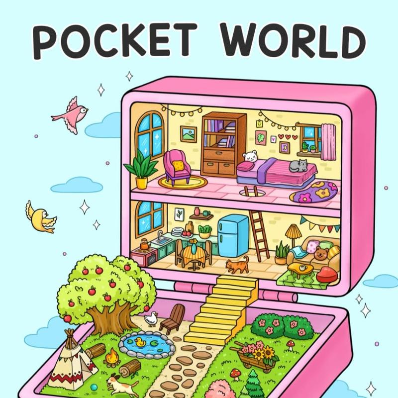 Pocket World: Adult Coloring Book with Miniature Worlds inside Tiny Items for Relaxation and Stress Relief
