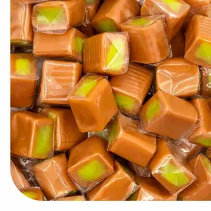 Caramel Cubes Candy - 2 Pound Pack (150 Count) - Green Apple Filling - Individually Wrapped