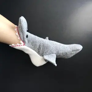 Unisex Handmade Crochet 3D Cartoon Shark Floor Socks Warm and Cozy
