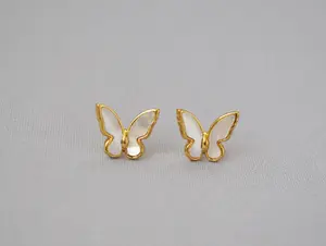 Gold Plated - Mother of Pearl -  Butterfly Earrings