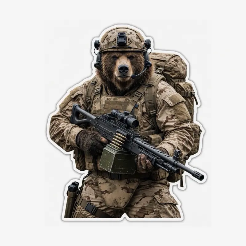Tactical Military Grizzly Bear Sticker Night Vision Operator Vinyl Decal Die Cut Waterproof Sticker for Gear Enthusiasts