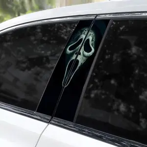 2 Pieces Alien Smoking Car B Pillar Sticker Durable Vinyl Easy to Paste Waterproof Suitable for Plastic Metal Smooth Surfaces