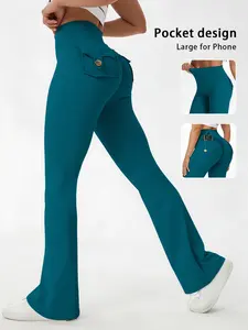 Women's High Waist Yoga Pants with Pockets, Quick Dry Workout Leggings, Comfortable Gym Wear for Outdoor Sports, Home Use