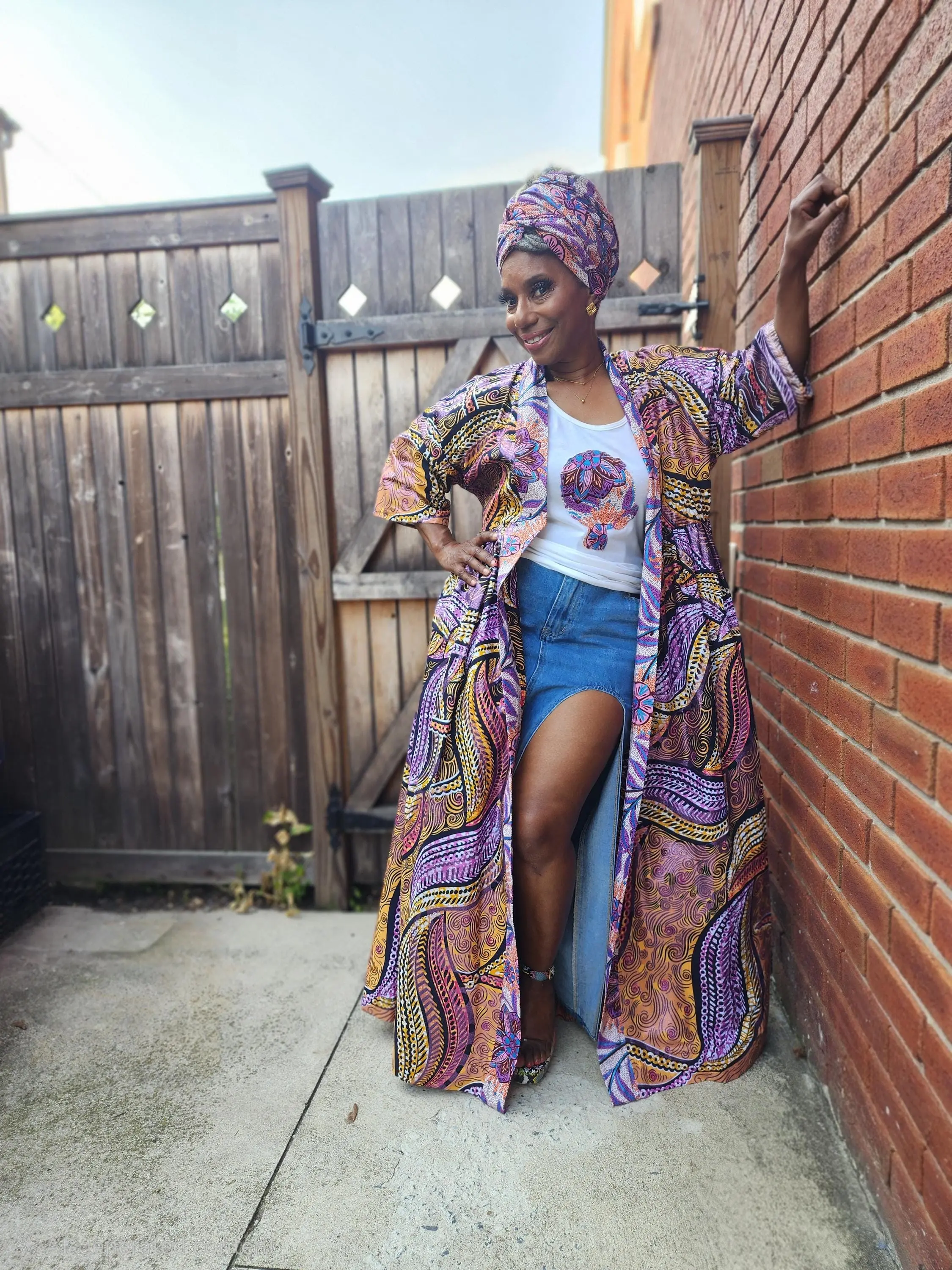 Glitter Print African Wax Kimono Robe: Harusi Bridal Duster
