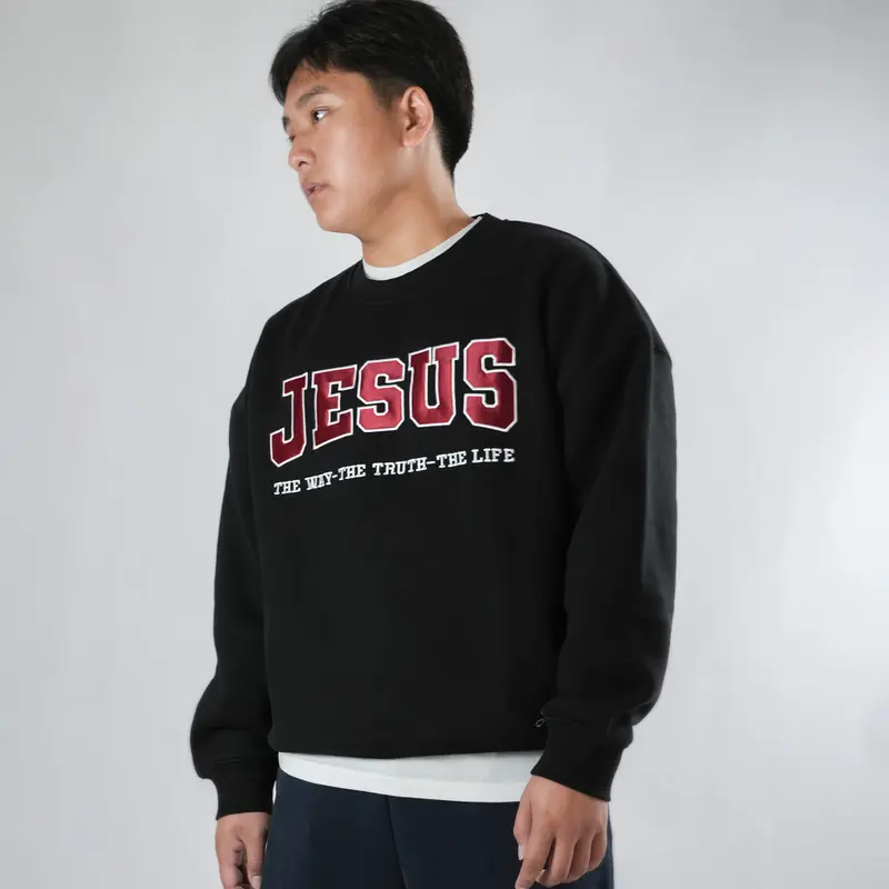 Faith Link Co. – Jesus “The Way, The Truth, The Life” Crewneck – Premium Cotton Blend, Message-Driven and Scripture-Based Design (John 14:6) Menswear Sweatshirt
