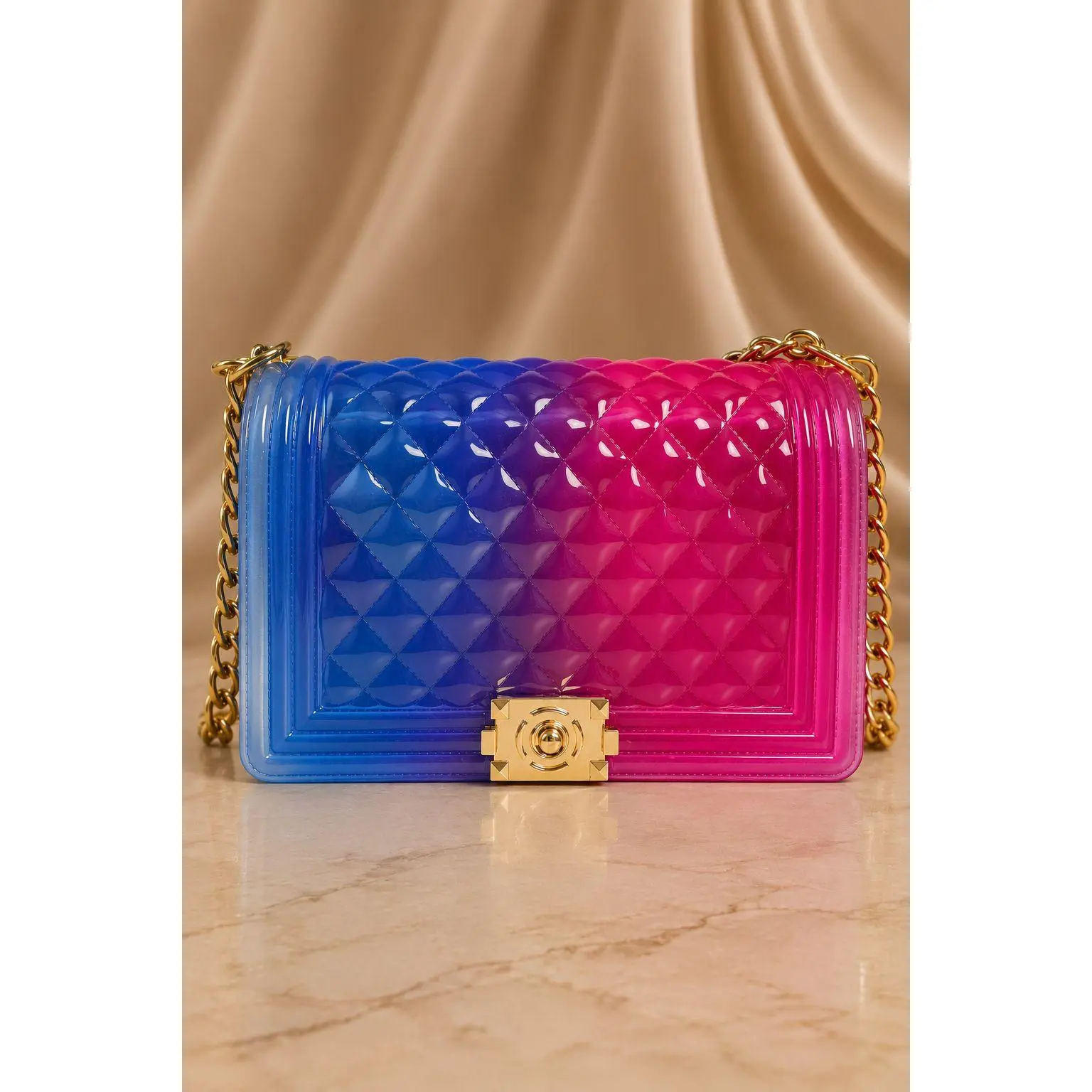 Transparent Colorblock Jelly Crossbody Bag