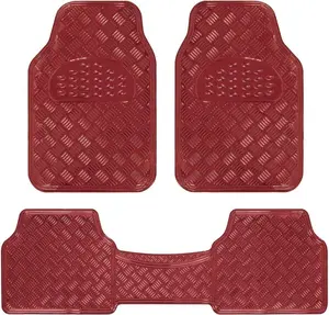 MT-643-RD Metallic Bling Design Car Floor Mats - 3-Piece Set of Heavy Duty All Weather with Rubber Backing Fits Car Truck Van SUV (Red)