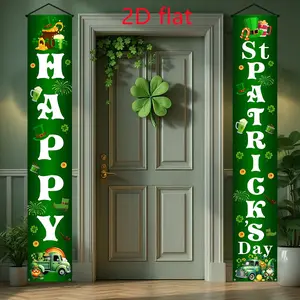 1 Pair St. Patrick's Day Hanging Banner, Themed Decor with Rainbow & Gold Coin, Perfect for Indoor & Outdoor Party Use, Party Decorations Banners