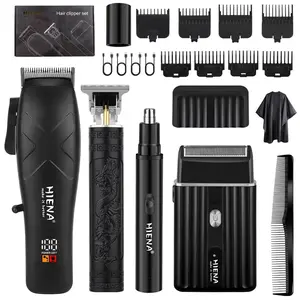 Men's hair clipper set, personal care tools, rechargeable, equipped with cleaning brush, stainless steel blade, detachable cleaning head, hair pulling, travel equipment, low noise (men, women, dad)