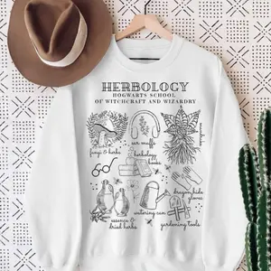 Classic Witch Novel Inspired Casual, Magical Gardening Elements , Magic Herbs Graphic Sweatshirt, Unisex S-3XL - Menswear & Womenswear - Streetwear Tops - Casual Cotton Crewneck Polyester Sweatshirt