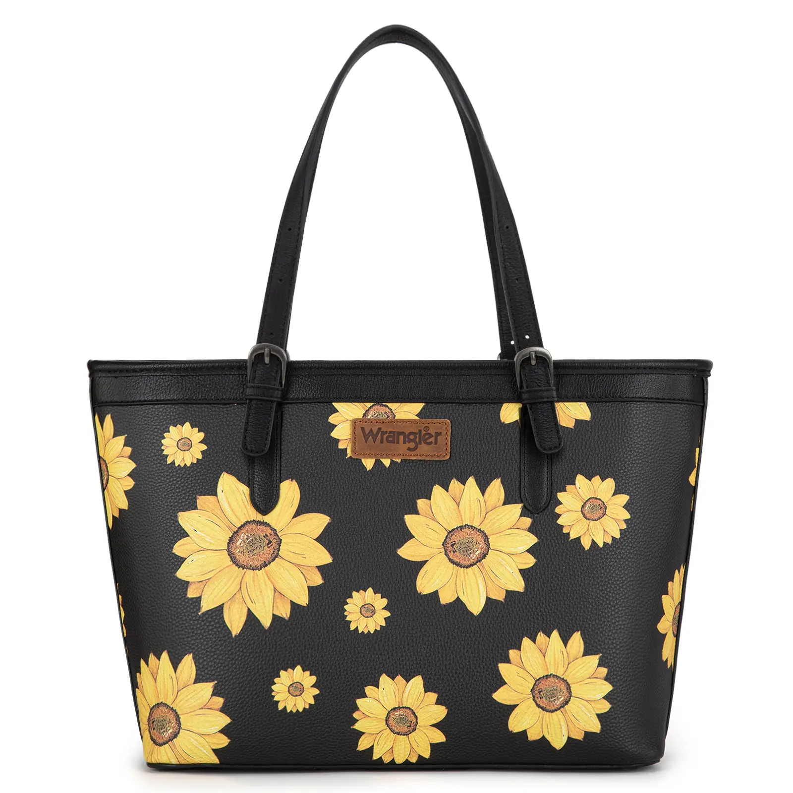 Wrangler for Live Sunflower Print Solid Durable Shoulder Totebag Work Bag for Women with Large Capacity
