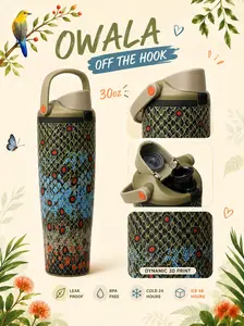 [Special Bonus Gift Included] Owala FreeSip Off The Hook Sway 30oz Special Edition Water Bottle – Color Drop Collection Insulated Bottle, Leakproof Sports Tumbler