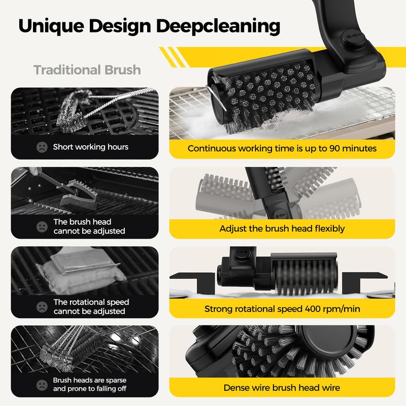 Electric Grill Brush for Outdoor Grill, 3-Speed Power Control, 304 Stainless Steel BBQ Grill Brush with No Bristle Shedding, 90 Mins Extended Runtime Grill Cleaning Brush Diesel Air Heater Bluetooth precise thermostat USB Air Cooler with Timer