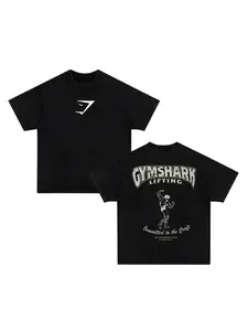 Summer Casual Top, Shark Muscle Man Graphic Tee, Trendy Pattern Fashion, Perfect Gift for Fitness Lovers, Short Fitted Style